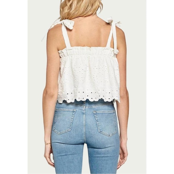 White Sleeveless Ruffled Crop Tank Top cotton - Picture 2 of 10